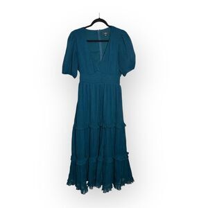 Lulus Elegant Teal Tiered Dress Size Large